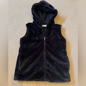 Black Hooded Fleece Vest with sparkling Accents
